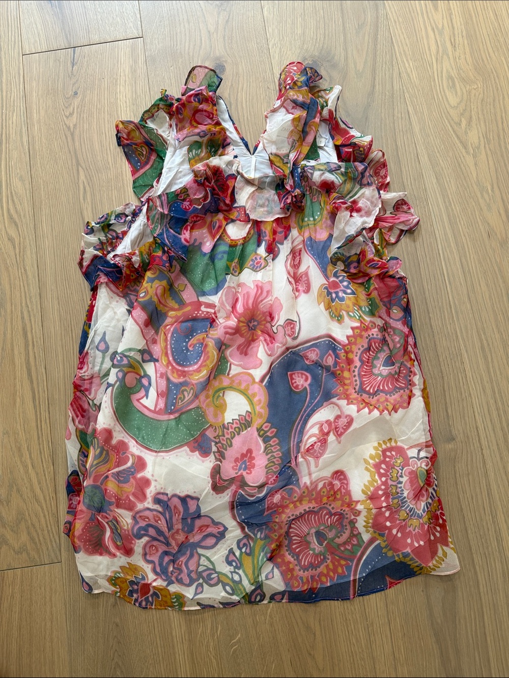 Zimmermann Floral Ruffle Shell Top - Pink Multi